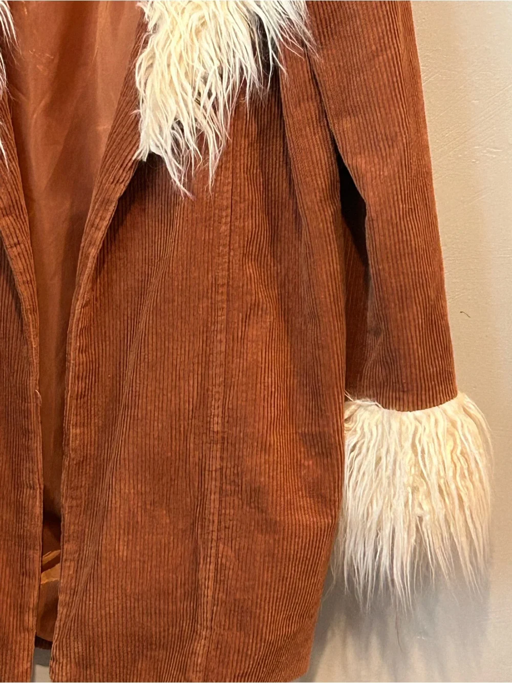 Altar'd State Rust Brown Corduroy Jacket with Cream Label Accent